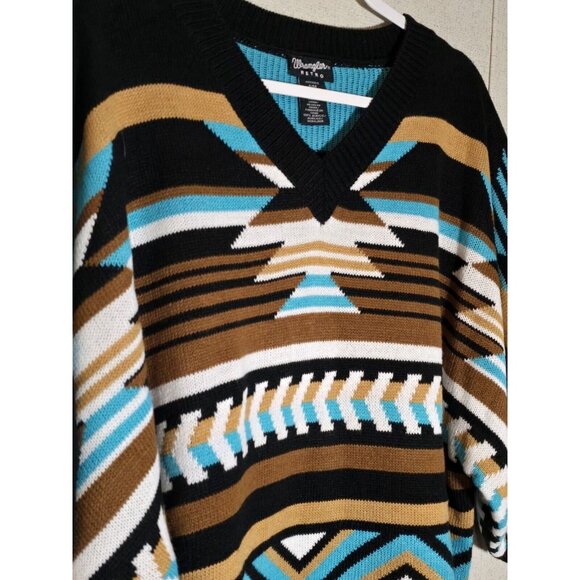 Wrangler Womens Aztec Black Beauty Boxy Poncho Sweater Western NWOT - Picture 3 of 6